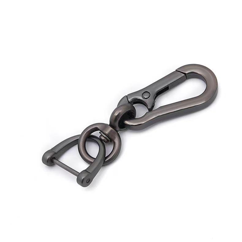 Figure 8 Car Keychain with Horseshoe Buckle, Anti-lost Number Plate, Woven Rope, and Round Pendant