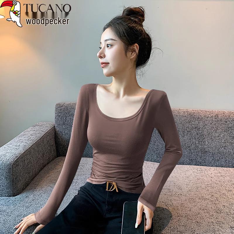 Women's Modal Double U-Neck Long Sleeve Base Layer T-Shirt