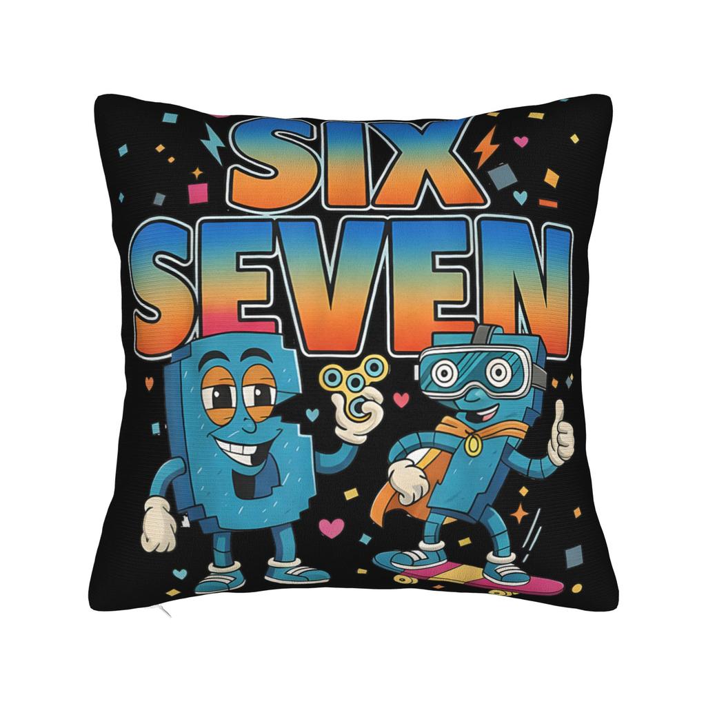 67 Six Seven 6-7 Funny Italian Brainrot Meme Pillow Cover  Soft Cushion Cover Cute Funny Pillow Case For Sofa Bedroom Home Decor