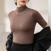 Letní topy Rolák Jednobarevný Polorukáv Slim Fit Hladké letní oblečení Ženy Strečová vrstva Pohodlné Top s vysokým výstřihem Denní nošení