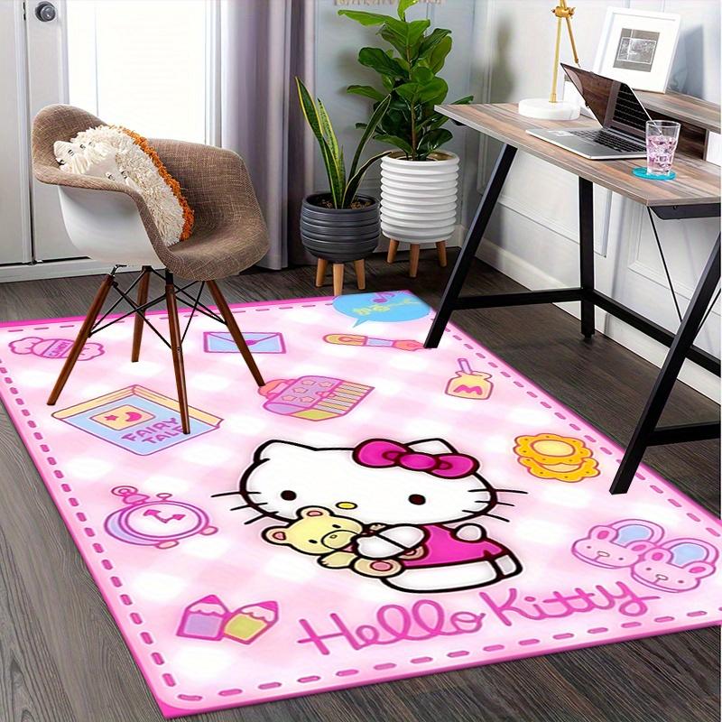 Office Rug Hello Kitty, Fairy Tale Anti-Slip Rug, Machine Washable for Living Room, Bedroom, Office, Multiple Sizes, Bedroom Mat, Decorative Mat, Dura
