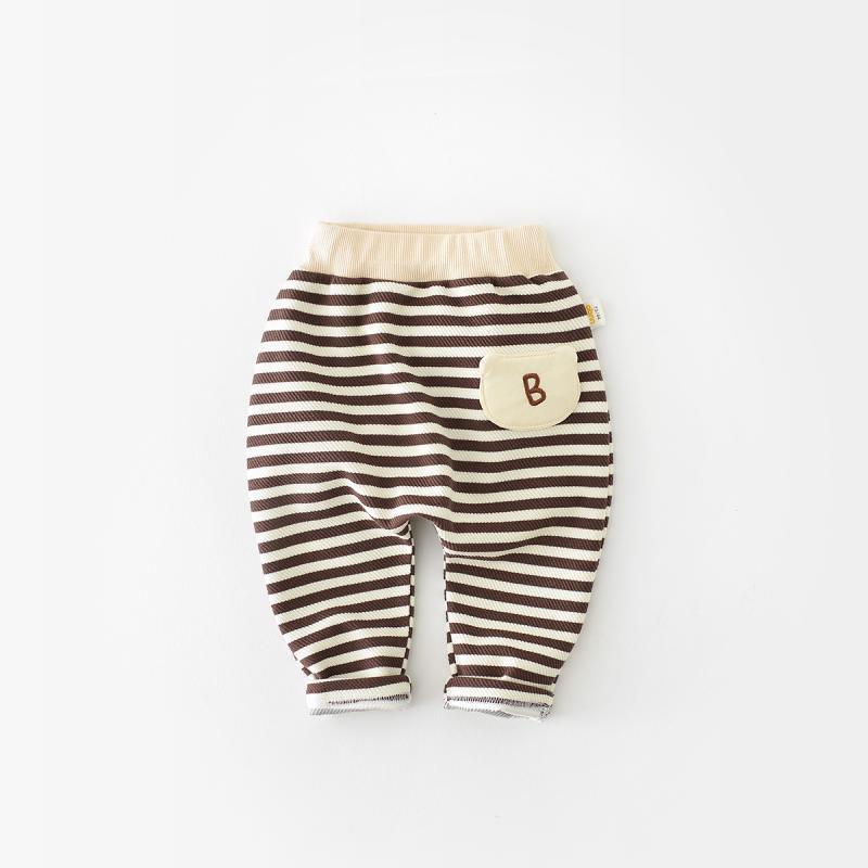 Spring Newborn Cartoon Pants - Unisex Korean Style Striped Casual Wear