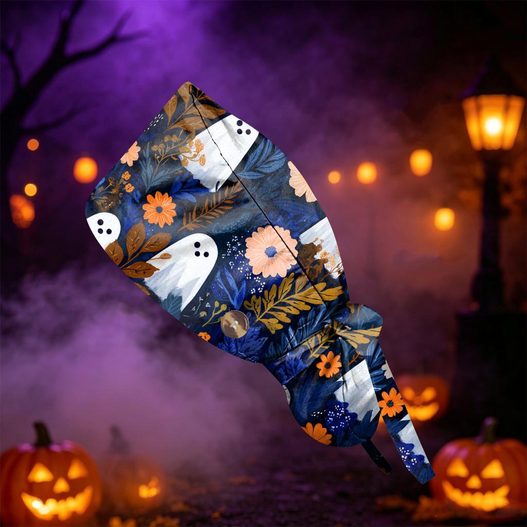 Women's Halloween Printed Ponytail, Fashion Work Hat With, Shower Wrap, Costume