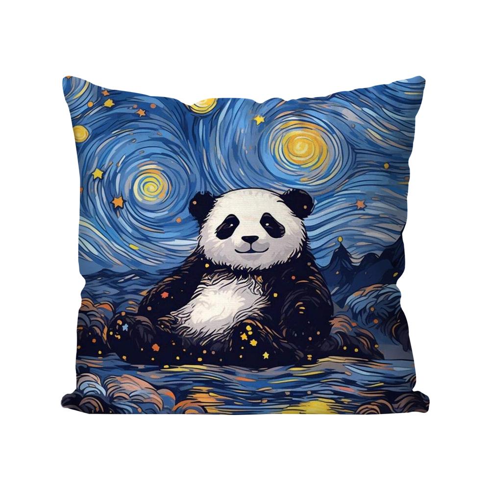 Animated Panda Pillow Case Square Pillow Bedroom Sofa Leisure Comfort Cushion Car Living Room Home Decoration 40X40