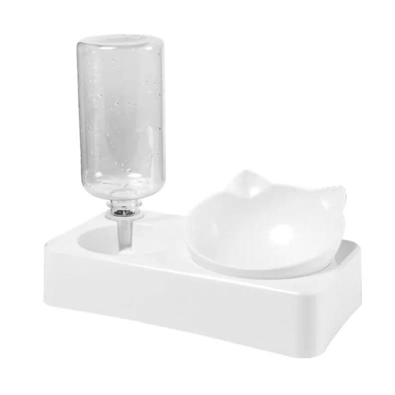 1pc cat and dog water and food bowl, tilted 15 degree automatic water bottle pet feeder
