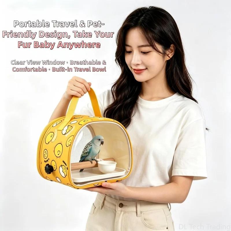 Portable Bird Travel Carrier Bag Breathable Foldable Parrot Cage for Cockatiels Sugar Glider Small Pets Outdoor Walking
