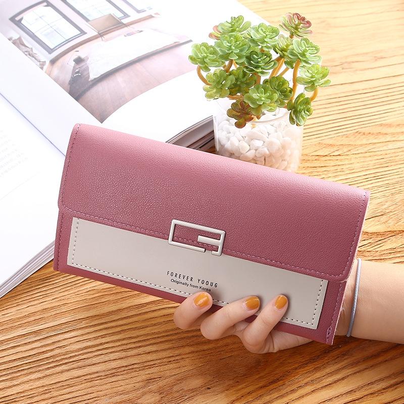 

Fashionable Pu Leather Women s Wallet Long Clutch Wallet With Three-fold Design Secure Button Closure StyleG