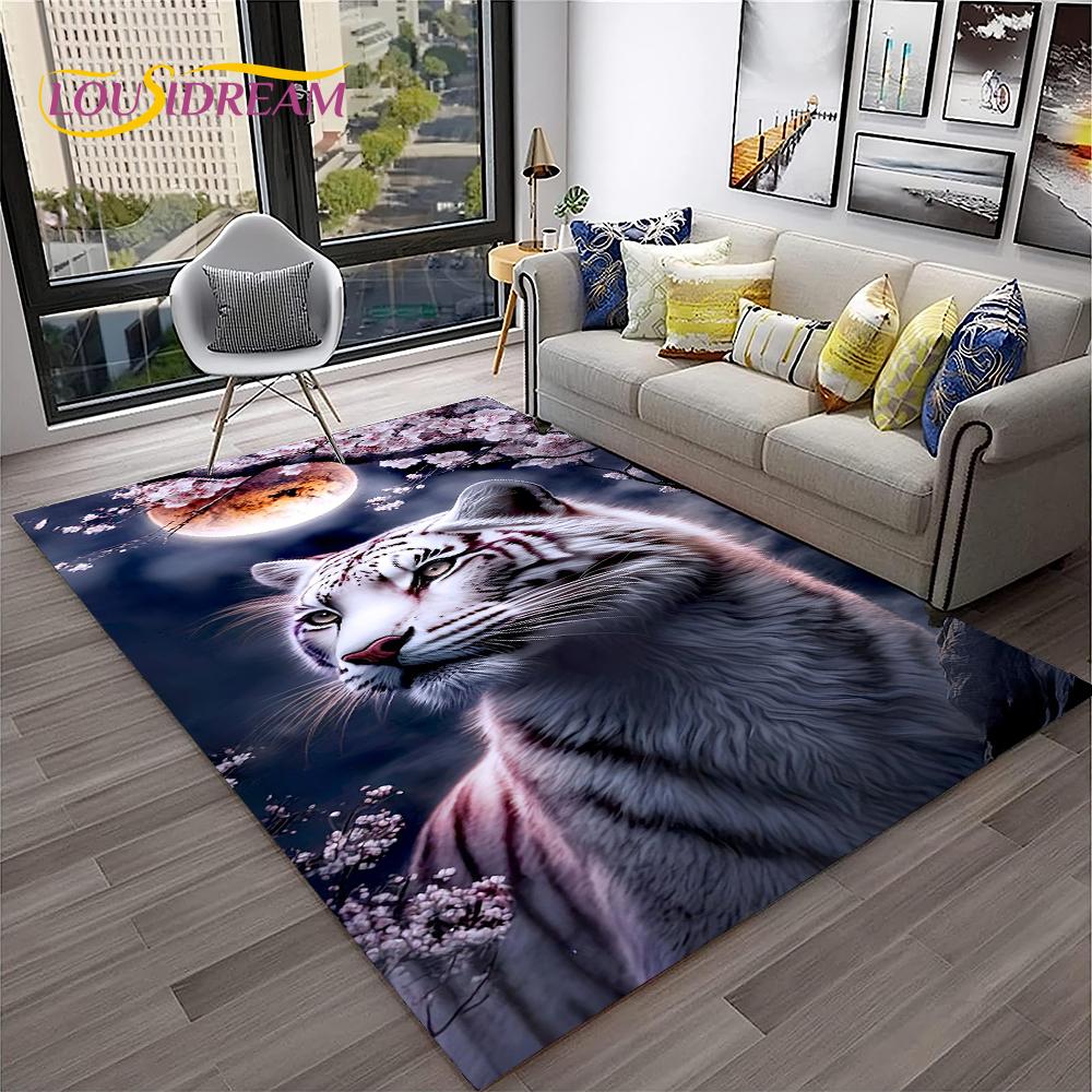 3D Cartoon Droom Tijger Dier Beest Tapijt Vloerkleed voor Huis Woonkamer Slaapkamer Bank Deurmat Decoratie, Kinder Vloerkleed Antislip Vloermat