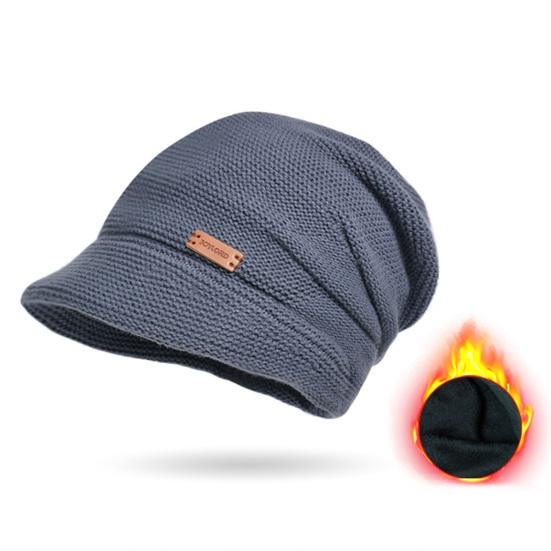 Chapeau d'hiver pour femmes, large bord court, élastique, couleur unie, doux, chaud, épais, peluche, résistant au froid, antidérapant, bonnet tricoté pour l'extérieur, hiver