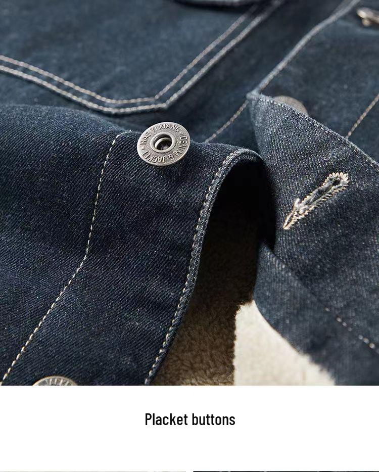 Herren Winter Jeansjacke mit Fleecefutter – Warme Lammwolle, Winddicht, Verdickt, Kältebeständiger Mantel
