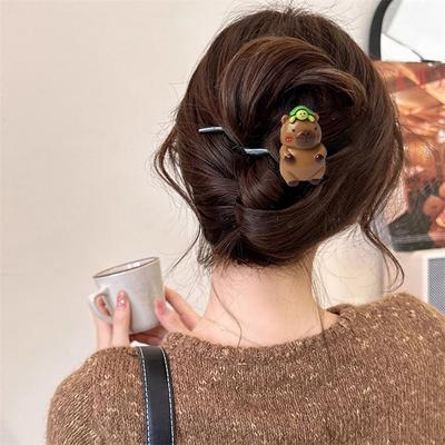 Cartoon Cute Kapibala Hairpin Hair Clips Crab Twist Fashion Lovely Capybara Hair Claw Hairgrip Hair  Accessories Headwear Gifts