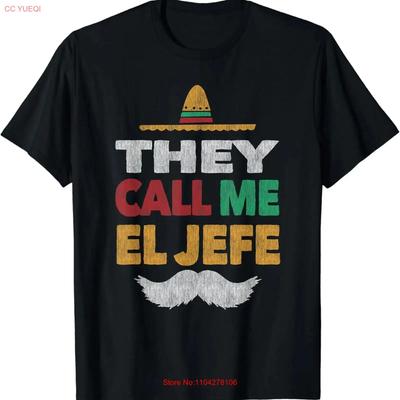 They Call Me El Jefe Fiesta Mexican Party Hat T Shirt Vintage Washed Casual Graphic Designer Clothes Top For Everyday Wear