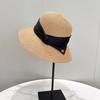 Hepburn Style Elegant Dome Bucket Hat Women's Summer Sunshade Sun Hat Straw Top Hat Fashion Straw Hat