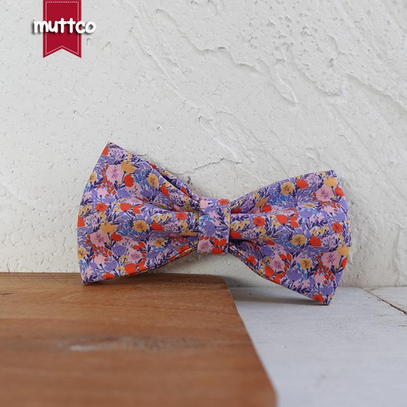 MUTTCO Durable Double Layer Dog Bow Tie - Purple Tulip UBT-123 XS
