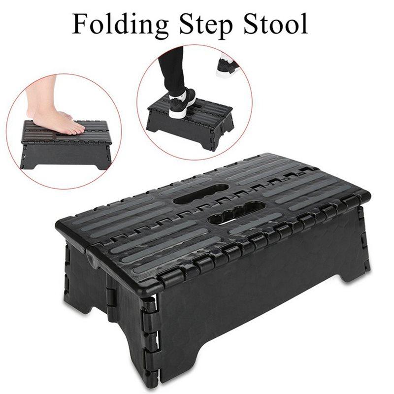 Portable Folding Step Stool Black For Elderly Step Ladder For Bathroom Travel Use By Pregnant