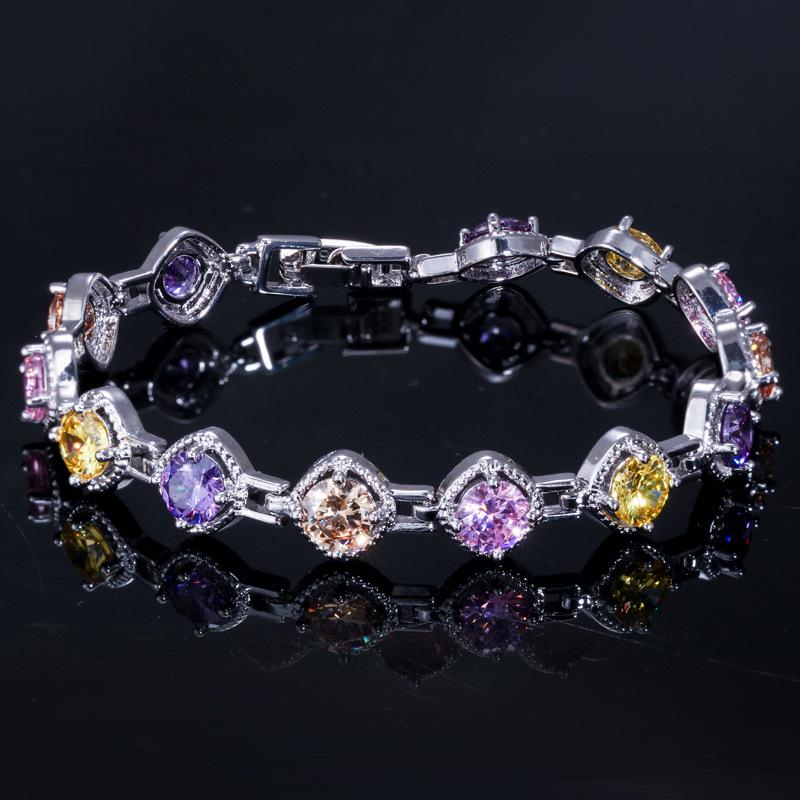 Super Flash Zircon Bracelet, Simple And Popular Temperament, Women'S Hand Jewelry, Multi-Color Optional