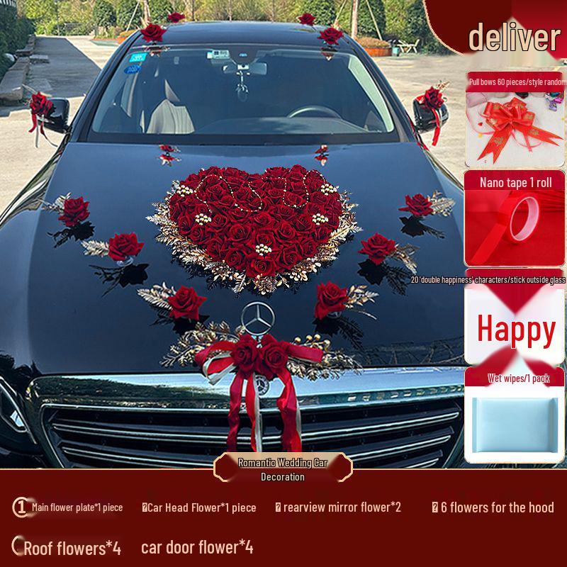 Wedding Car Decoration Set: Main & Second Car Flowers