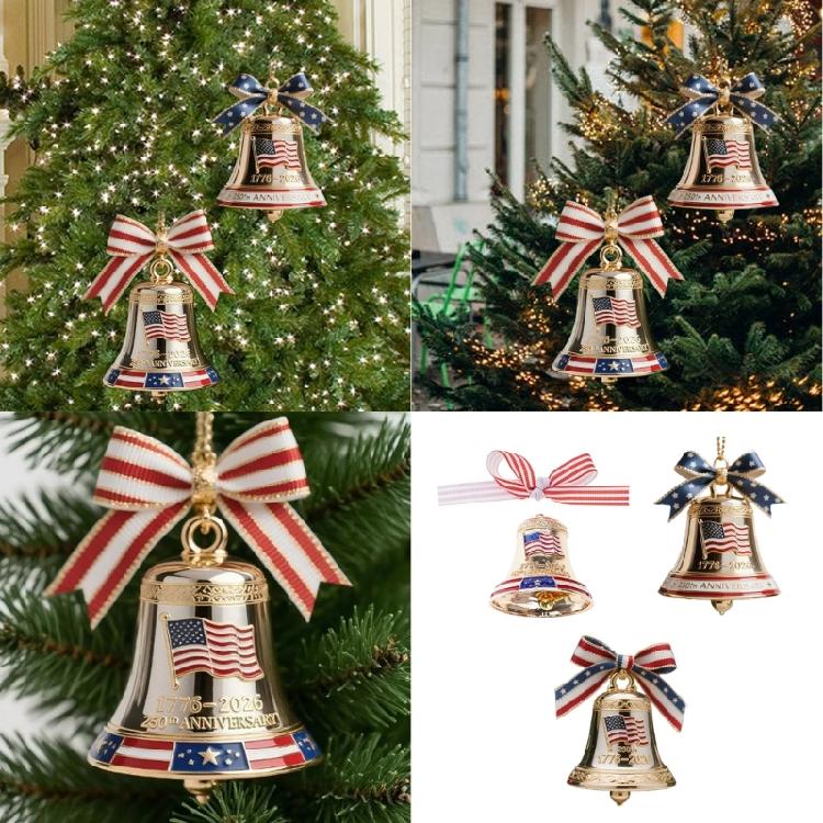 250th Anniversary Metal Bell Decoration Christmas Tree Bell Ornament For Holiday Tree Mantels Festival Home Decorations