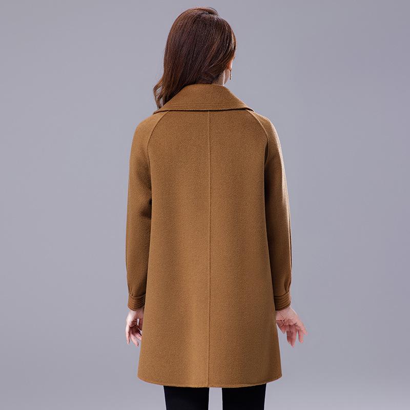 Women's Petite Mid-length Double-faced Wool Coat - Autumn/Winter 2026 New Style for Middle-aged Mothers