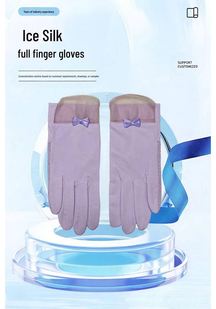 Women's Ice Silk UV Protection Gloves - Thin, Non-Slip, Touchscreen-Ready for Summer Cycling & Driving