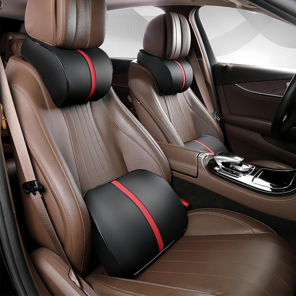 Car Leather Headrest Lumbar Cushion Memory Foam Neck Pillow Lumbar Pillow Car Lumbar Headrest Memory Foam Core
