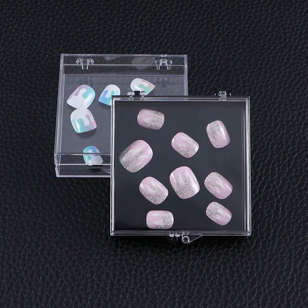

False Nail Organizer Transparent Square Flip Box Nail Tips Display Container Nail Storage Box