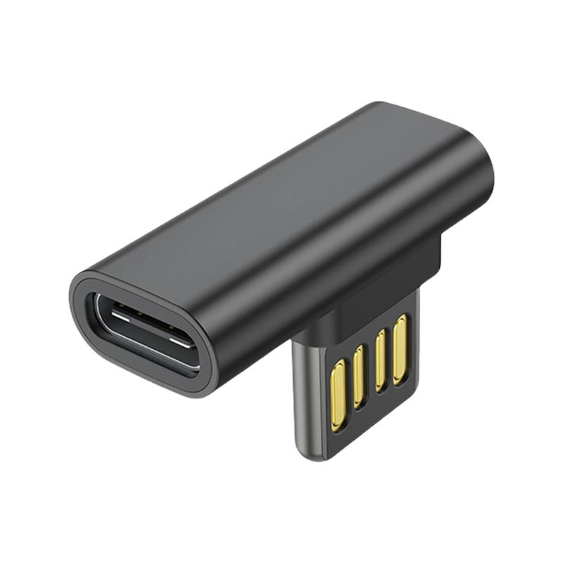 

90 Degree Elbow USB to Type C Adapter Double Sided Plugs for Smartphones Tablets Laptops Connecting Type C Headphone чорний