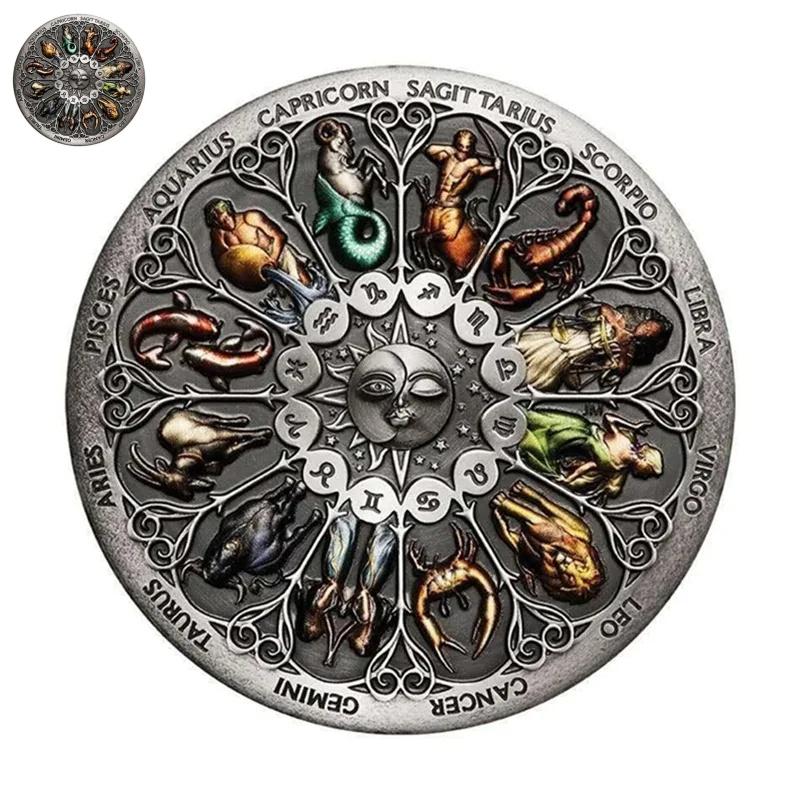 1/2PCCS Constellation Coins Twelve Constellations Commemorative Coins Lucky Goddess Guardian Coins