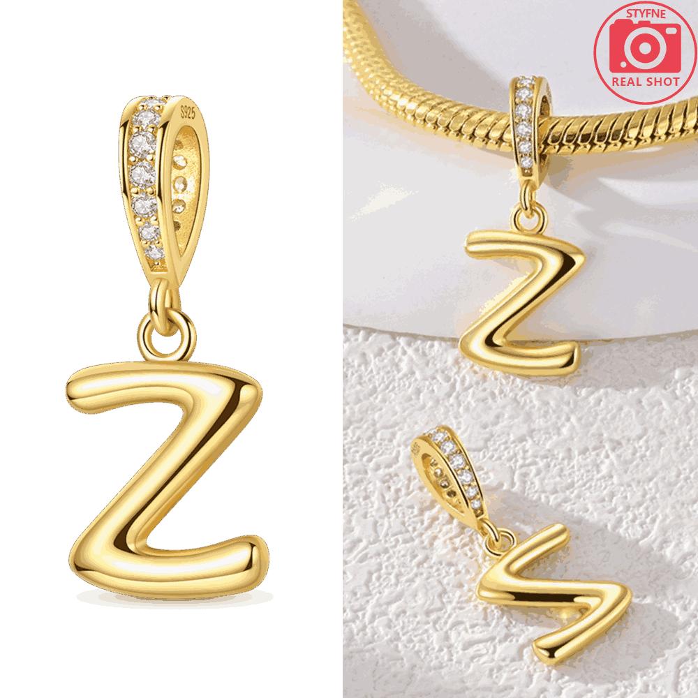 Original Necklace Copper White Zircon Pendant English Letters Women'S Beads Fit Bracelet Anniversary Gift Accessory Diy