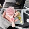 Cute Bow Cat Paw Mirror Comb: Portable 2-in-1 Air Cushion Massage Comb for Soft Girls