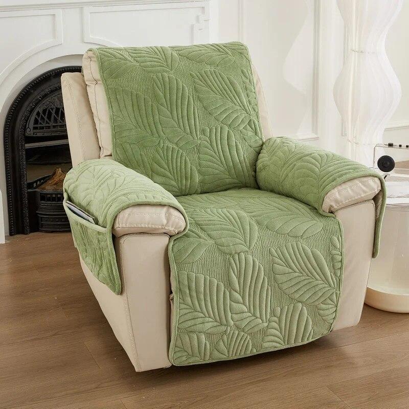 Coperture per Poltrona Reclinabile Jacquard con Foglie per Soggiorno Tinta Unita Tappetino per Divano per Animali Domestici e Bambini Protezione Antiscivolo Fodere per Divano Poltrona