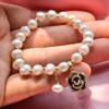 100% Natural Freshwater Pearl Sweet Rose Flower 14K Gold Filled Female Beads Chain  For Women Bracelet Gifts No Fade
