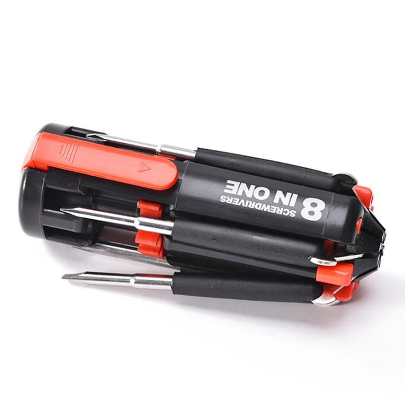 Sady šroubováků 8 v 1 Multifunkční ovladač Univerzální Bity šroubováků Osvětlení Opravy pro domácnost Ruční sada ručního nářadí