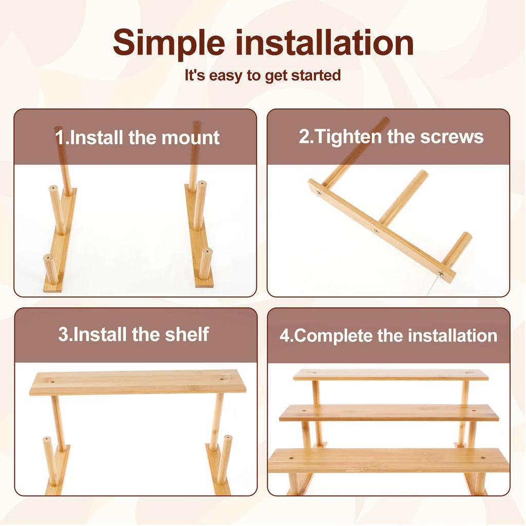 Bamboo Display Stand Perfume Makeup Riser Cupcake Jewelry Figurines Display Shelf Organizer Tabletop Desktop Storage