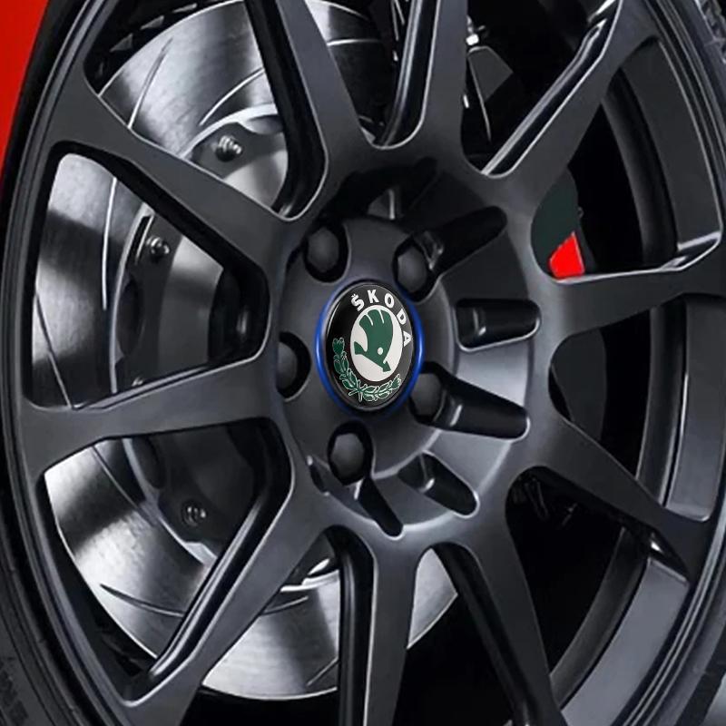 4Pcs 56mm Car Wheel Center Caps Hub Cap Covers Emblem Styling for Skoda A5 A7 A8 Fabia Karoq Superb Rapid Kamiq Octavia MK2 MK1 2 3