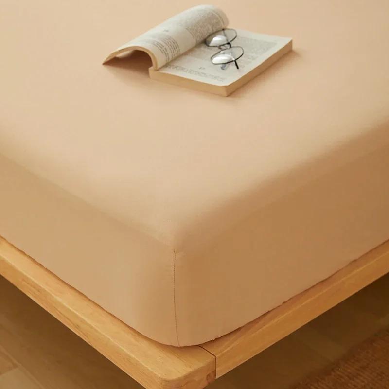 Baumwoll-Spannbettlaken mit Gummibändern Rutschfest Verstellbarer Matratzenbezug für Doppel- King- Queenbett Rutschfest Einfarbig
