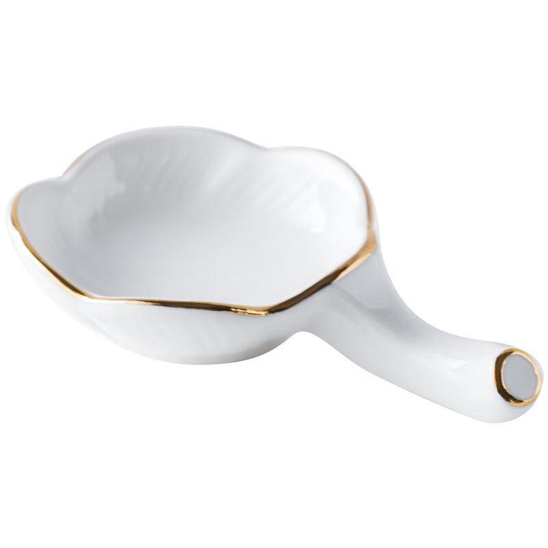 Hueihuang Gold Rim Ceramic Triple Divided Sauce Dish