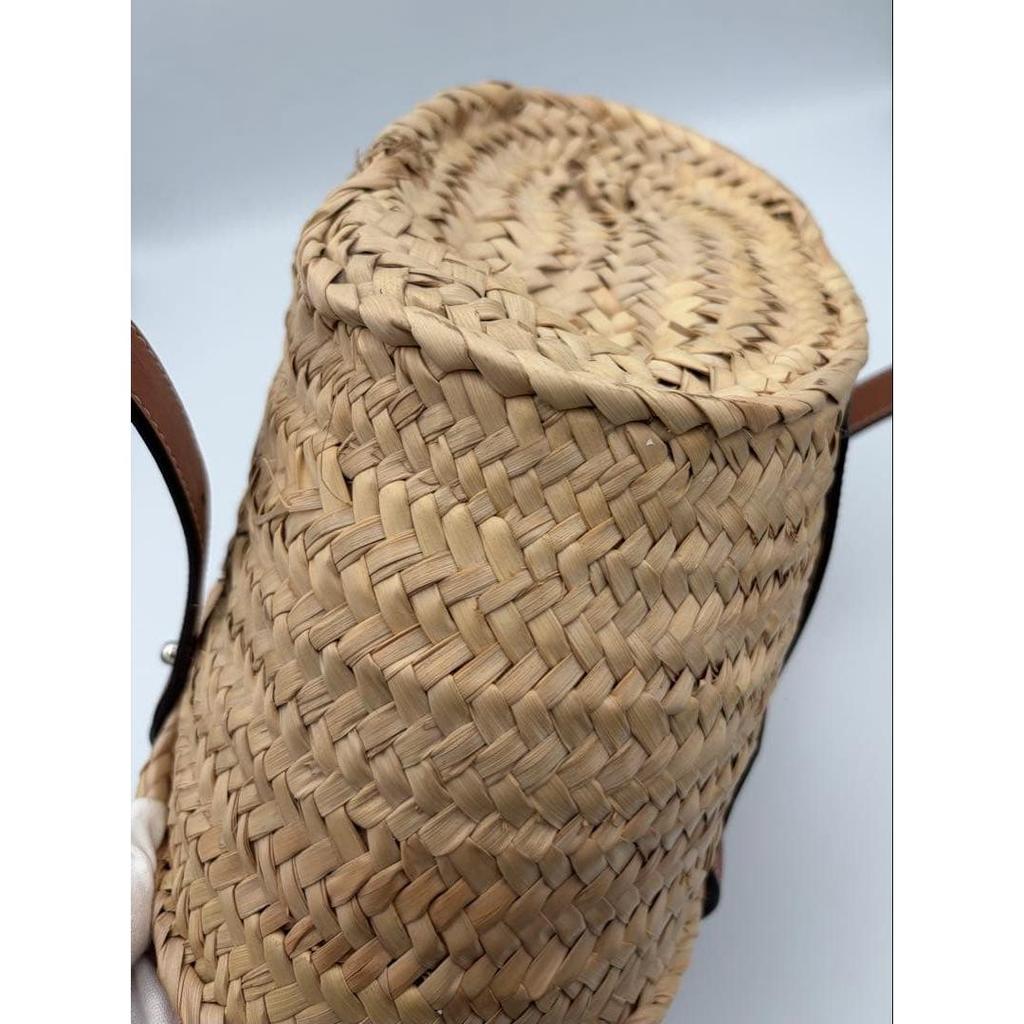 Used LOEWE Basket Bag Raffia Leather Anagram