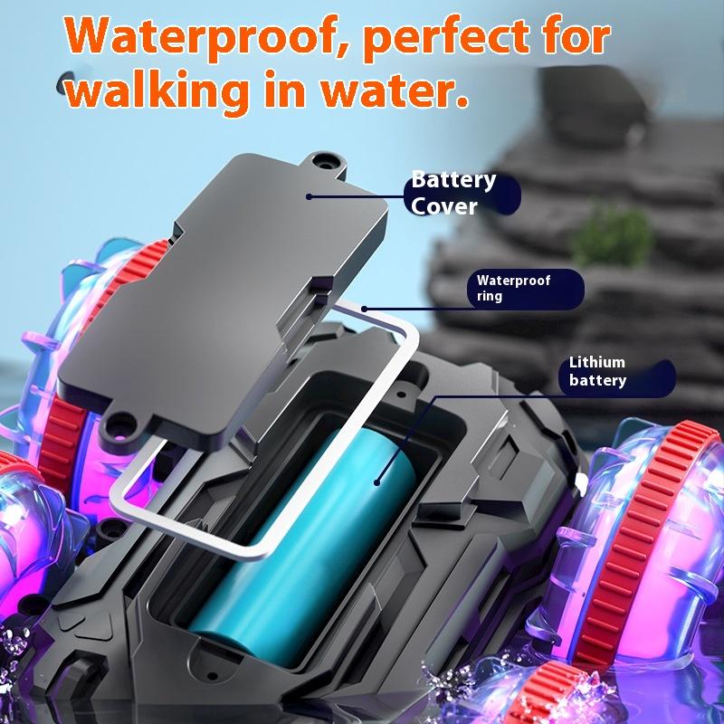 New Transparent Double-Sided Stunt Car Amphibious Four-Wheel Drive Lighting 2.4g Children'S Remote Control Car Toy Car Gift