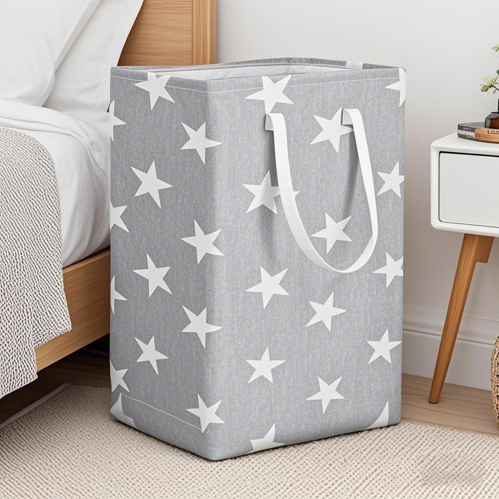 Foldable Striped Laundry Basket – Large Capacity Fabric Hamper for Dirty Clothes Storage