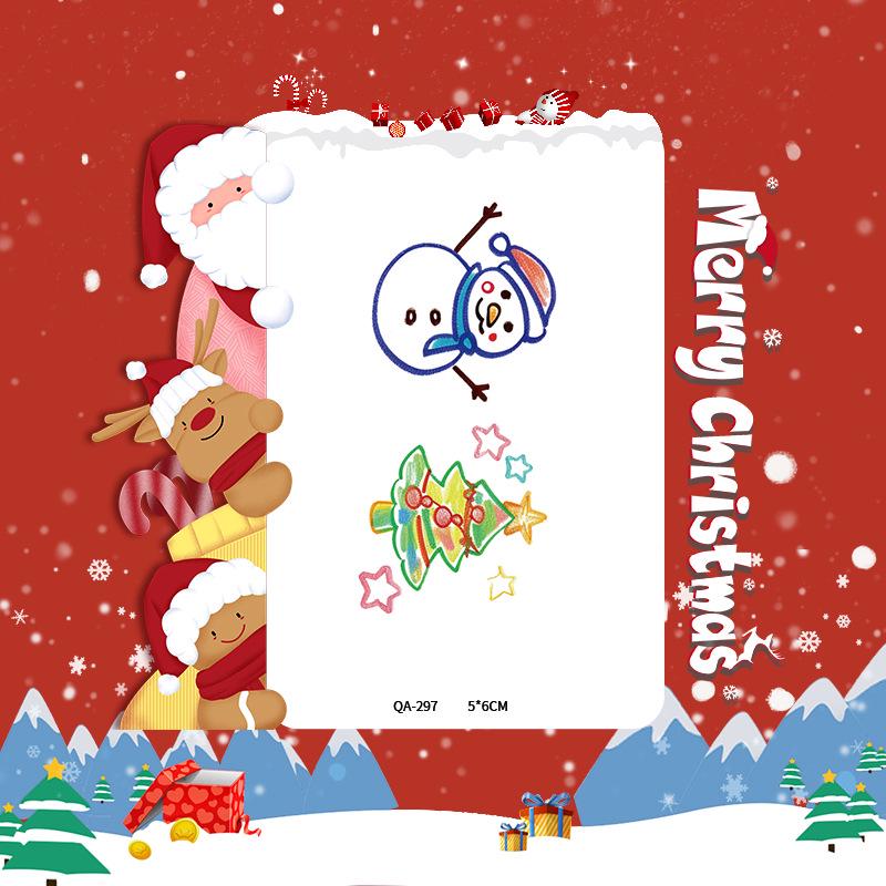 Popular Cartoon Christmas Temporary Tattoos for Kids - Cute Santa and Snowman Sticker Set