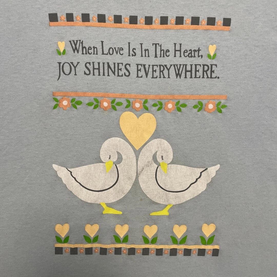 

VTG 90s Love Swans Animals Graphic Grandma Core Single Stitch T-Shirt Sz L 2XL