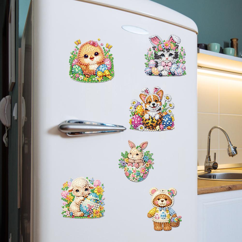 6Pcs Diamond Painting Refrigerator Magnets Cute Diamond Painting Magnets Diamond Art Magnets DIY Art Crafts for Adults Beginners
