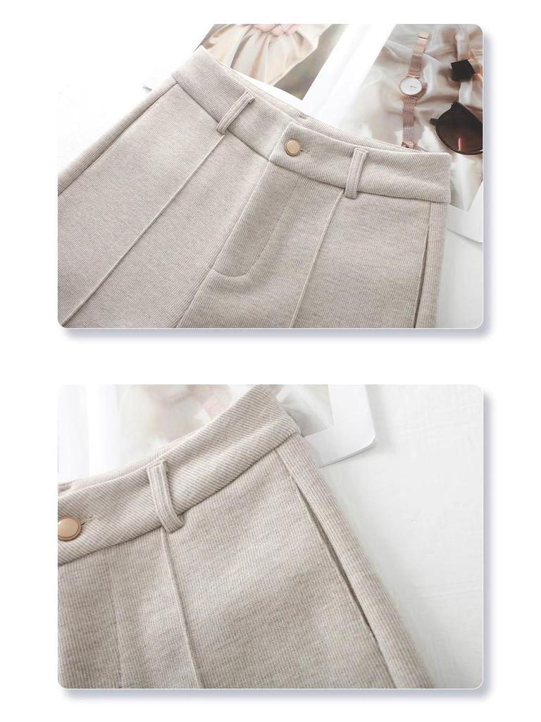 2024 Women's High-Waisted Wool Wide-Leg Pants: Autumn/Winter Slimming Casual Trousers