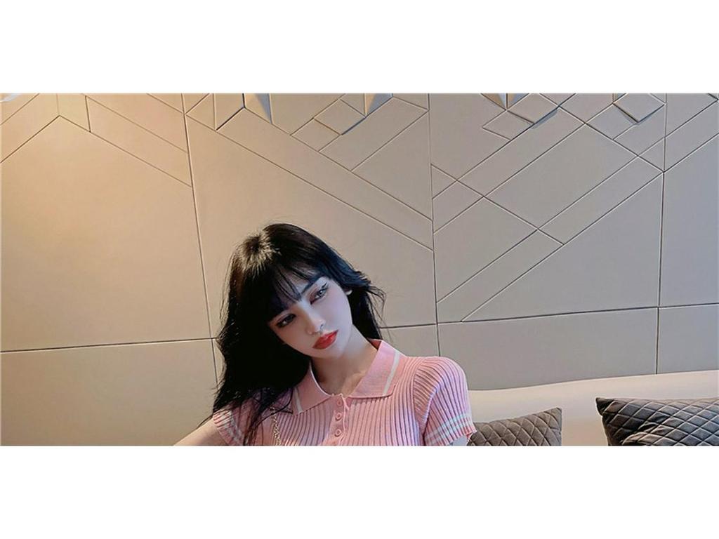 Sweet Summer Polo Collar Knit Dress: Slimming Short Sleeve Hip-Hugging Style