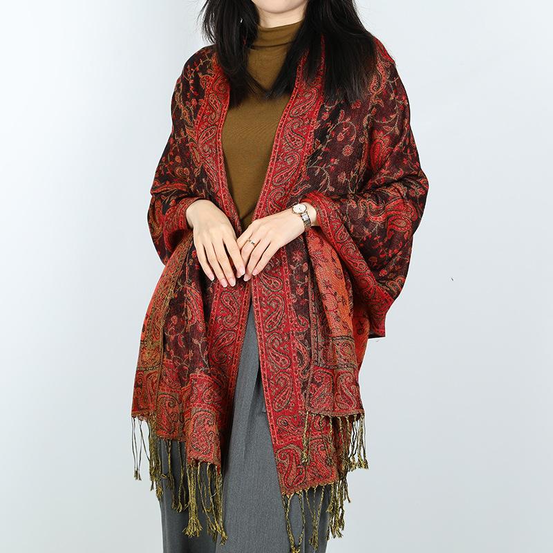 New women's jacquard cashew scarf shawl dual-purpose travel outside decorative large shawl