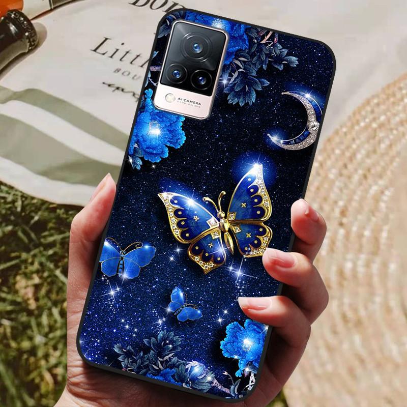 Dla Etui Coque vivo V21e Silikonowe Etui na Telefon z Tylną Pokrywą Dla vivo V21e Etui Miękki Bumper Funda na vivo V2061 V21 e V 21e 6.44" Torba