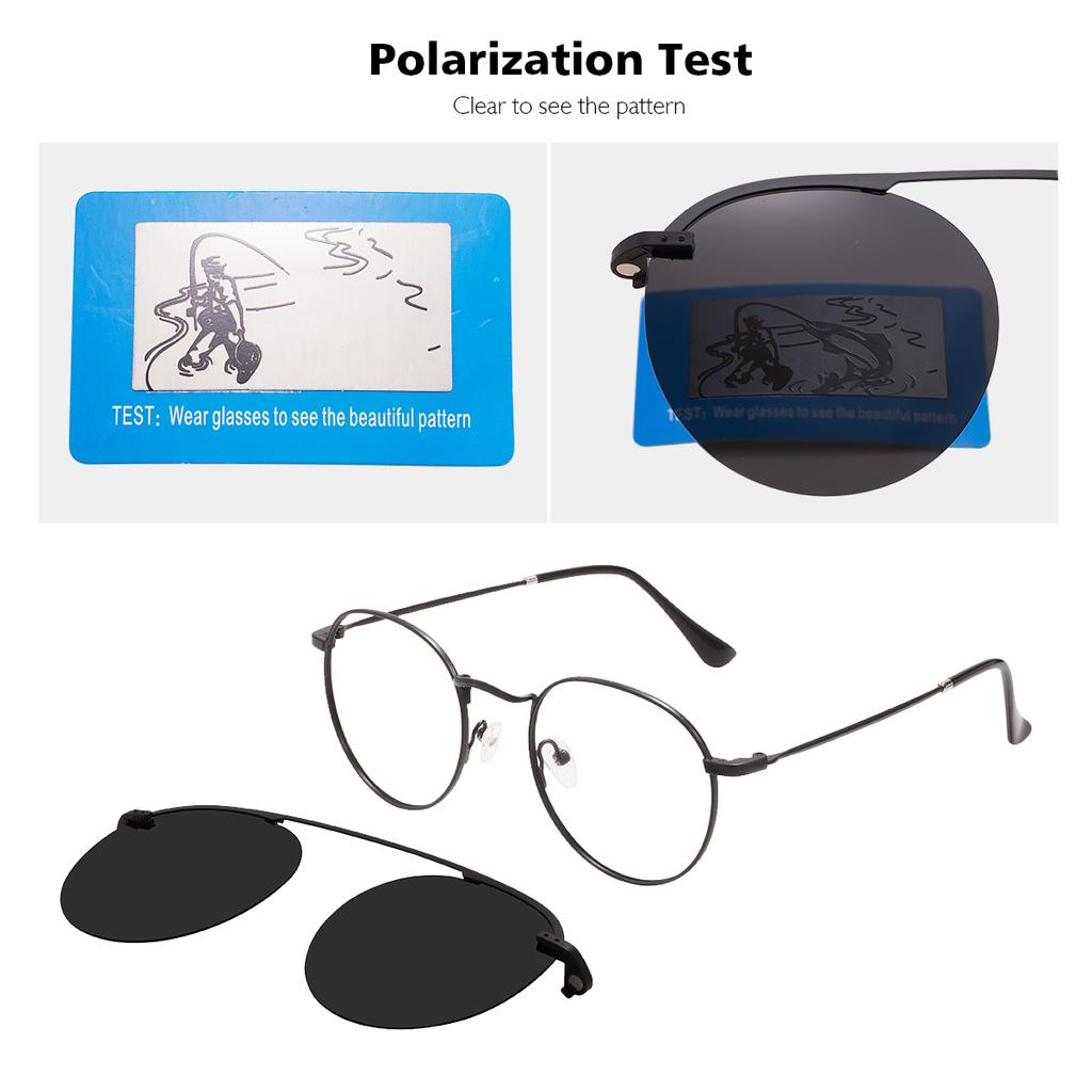 Stylish Men And Women Spectacle Metal Round Medium Size Glasses Frames With Polarized Magnetic Clip On For Prescription Lenses