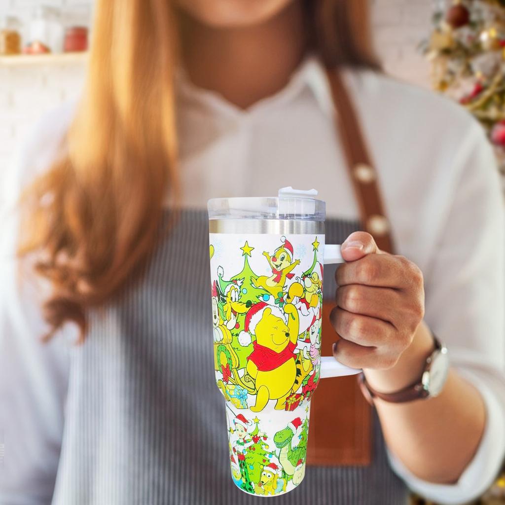 Christmas Tumbler 40 Oz, Merry Christmas Tumbler With Handle And Straw, 40oz Tumbler Maintains Cold Heat And Ice For Hours
