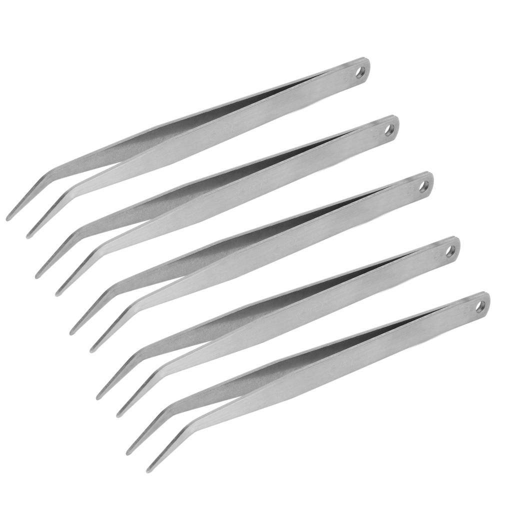 5Pcs Curved Sewing Tweezers Stainless Steel Fine Tip Smoothing Surfaces Light Weight Sewing Machine